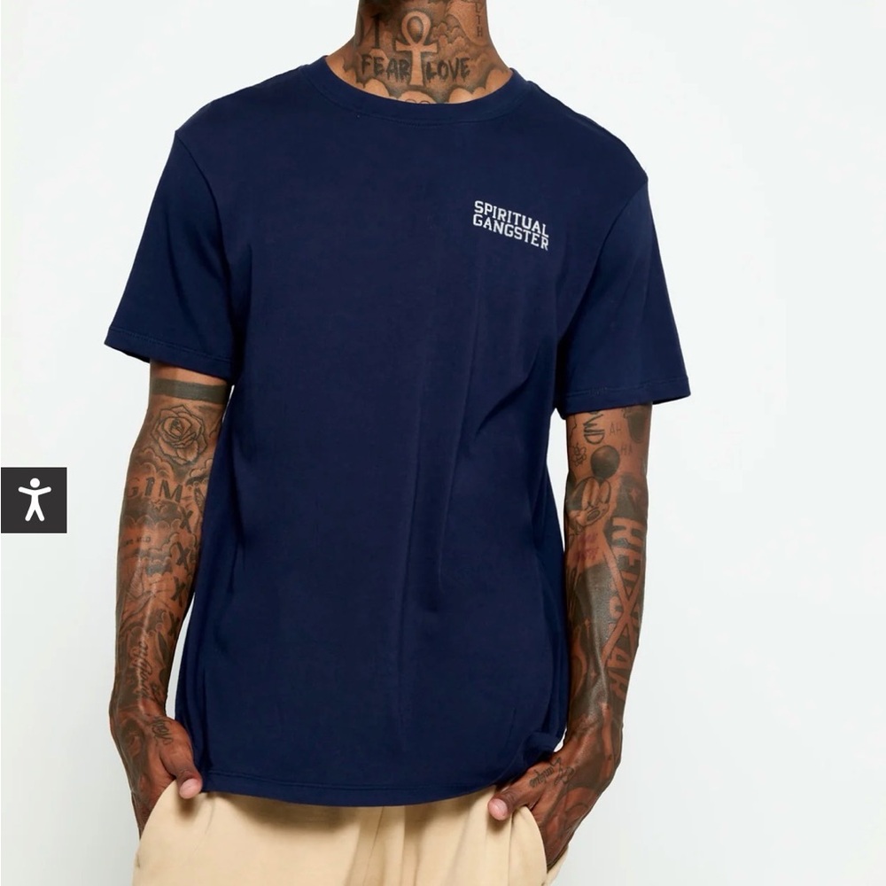Spiritual Gangster Emblem Men’s Classic Tee - Medium - Midnight Navy